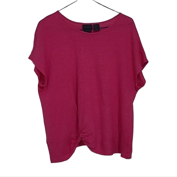RACHEL Rachel Roy 100% Linen Twist Front Pink Tshirt - Picture 1 of 8